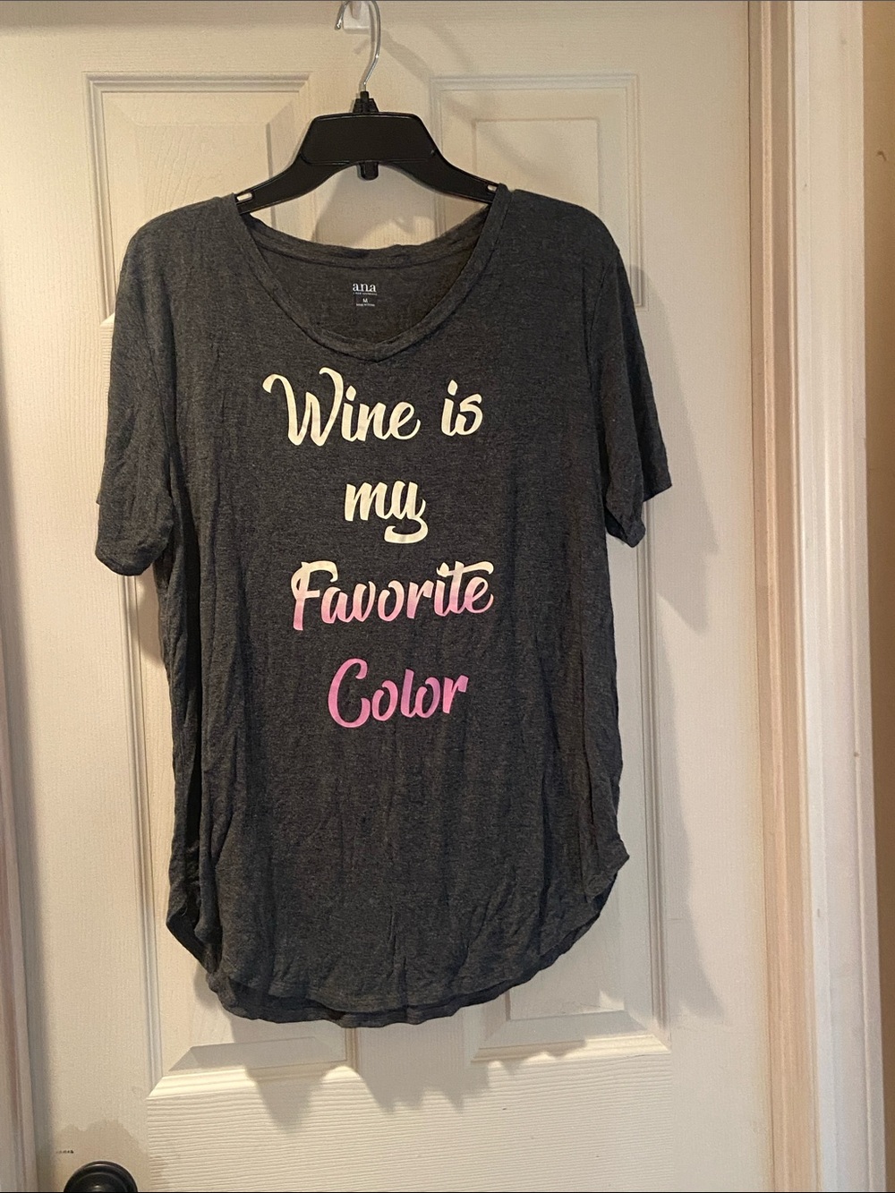 a.n.a Charcoal Short Sleeve Graphic Tee with Pink Cream Gradient Text